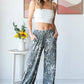 Leopard Camo Side Slit Ankle Tie Pants