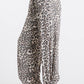 Leopard Print Lightweight Split Side Ankle Tie Pants Mocha