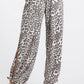 Leopard Print Lightweight Split Side Ankle Tie Pants Mocha