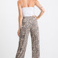 Leopard Print Lightweight Split Side Ankle Tie Pants Mocha
