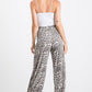 Leopard Print Lightweight Split Side Ankle Tie Pants Mocha