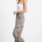 Leopard Print Lightweight Split Side Ankle Tie Pants Mocha