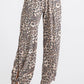 Leopard Print Lightweight Split Side Ankle Tie Pants Mocha