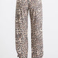 Leopard Print Lightweight Split Side Ankle Tie Pants Mocha