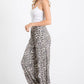 Leopard Print Lightweight Split Side Ankle Tie Pants Mocha