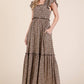 Leopard Ruffle Sleeve Tiered Maxi Dress - The Mustard Seed Collection, The Seed