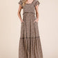 Leopard Ruffle Sleeve Tiered Maxi Dress - The Mustard Seed Collection, The Seed