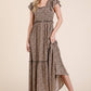 Leopard Ruffle Sleeve Tiered Maxi Dress - The Mustard Seed Collection, The Seed
