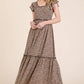 Leopard Ruffle Sleeve Tiered Maxi Dress - The Mustard Seed Collection, The Seed