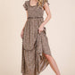 Leopard Ruffle Sleeve Tiered Maxi Dress - The Mustard Seed Collection, The Seed