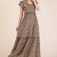 Leopard Ruffle Sleeve Tiered Maxi Dress - The Mustard Seed Collection, The Seed