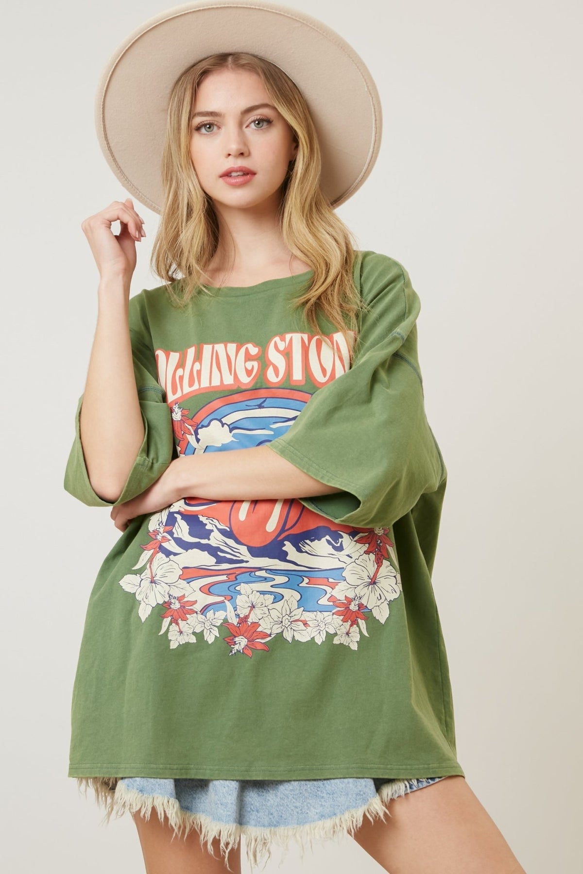 Licensed Rolling Stones Graphic Oversized Tee - The Mustard Seed Collection, The Seed