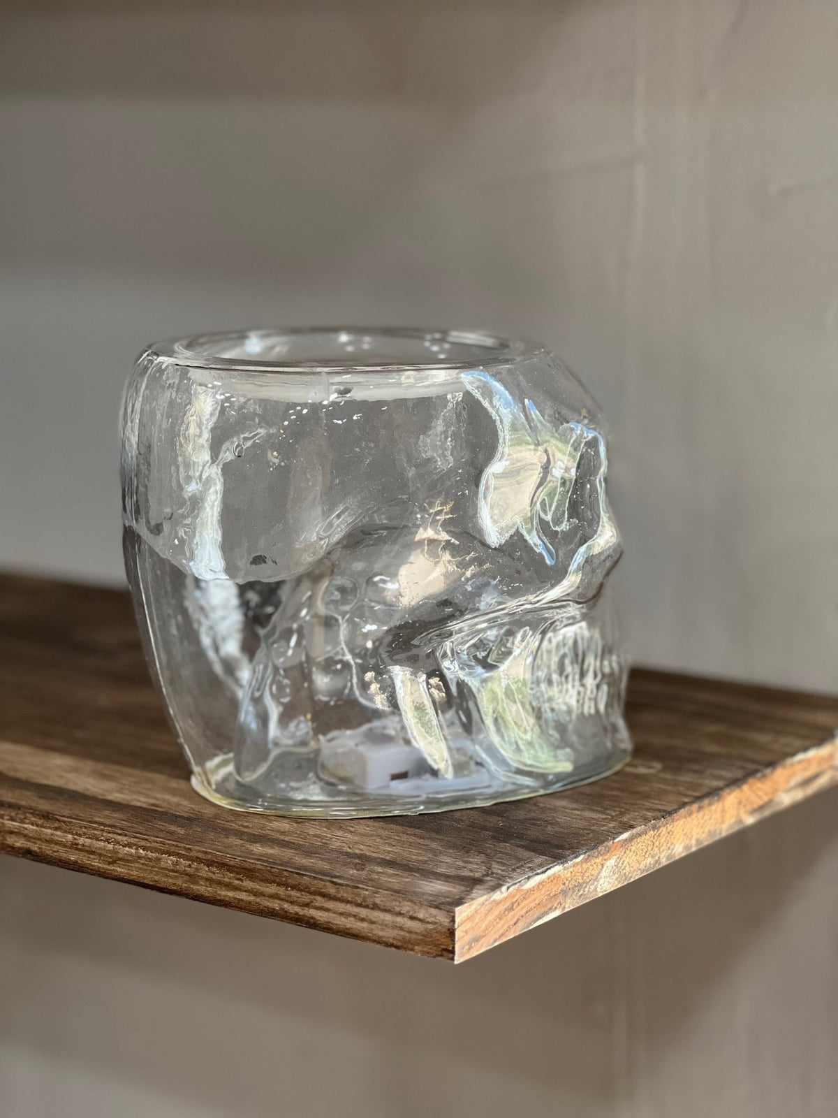 Light-Up Glass Skull 3-Wick Candle or Dish Holder