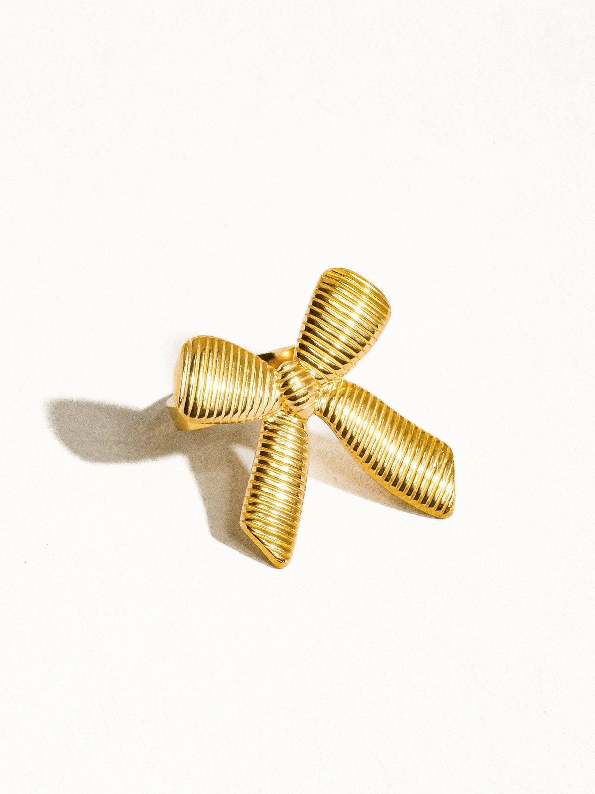 Lillian 18K Gold Non-Tarnish Bow Stud & Ring: Yellow Gold / Ring - The Mustard Seed Collection, The Seed