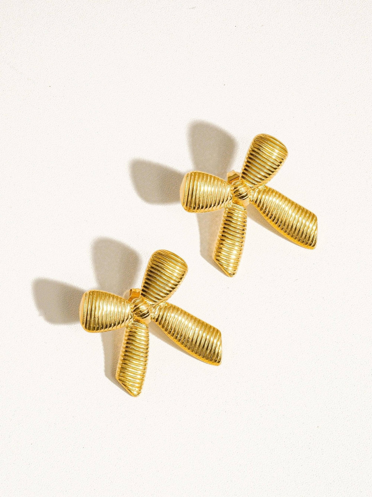 Lillian 18K Gold Non-Tarnish Bow Stud & Ring: Yellow Gold / Stud - The Mustard Seed Collection, The Seed