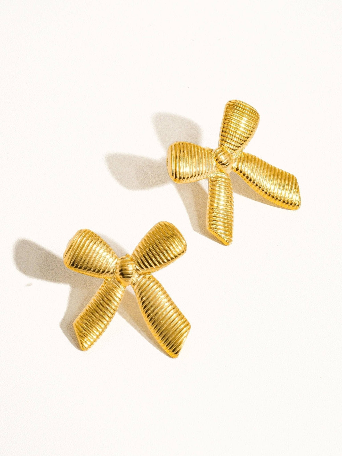 Lillian 18K Gold Non-Tarnish Bow Stud & Ring: Yellow Gold / Stud - The Mustard Seed Collection, The Seed