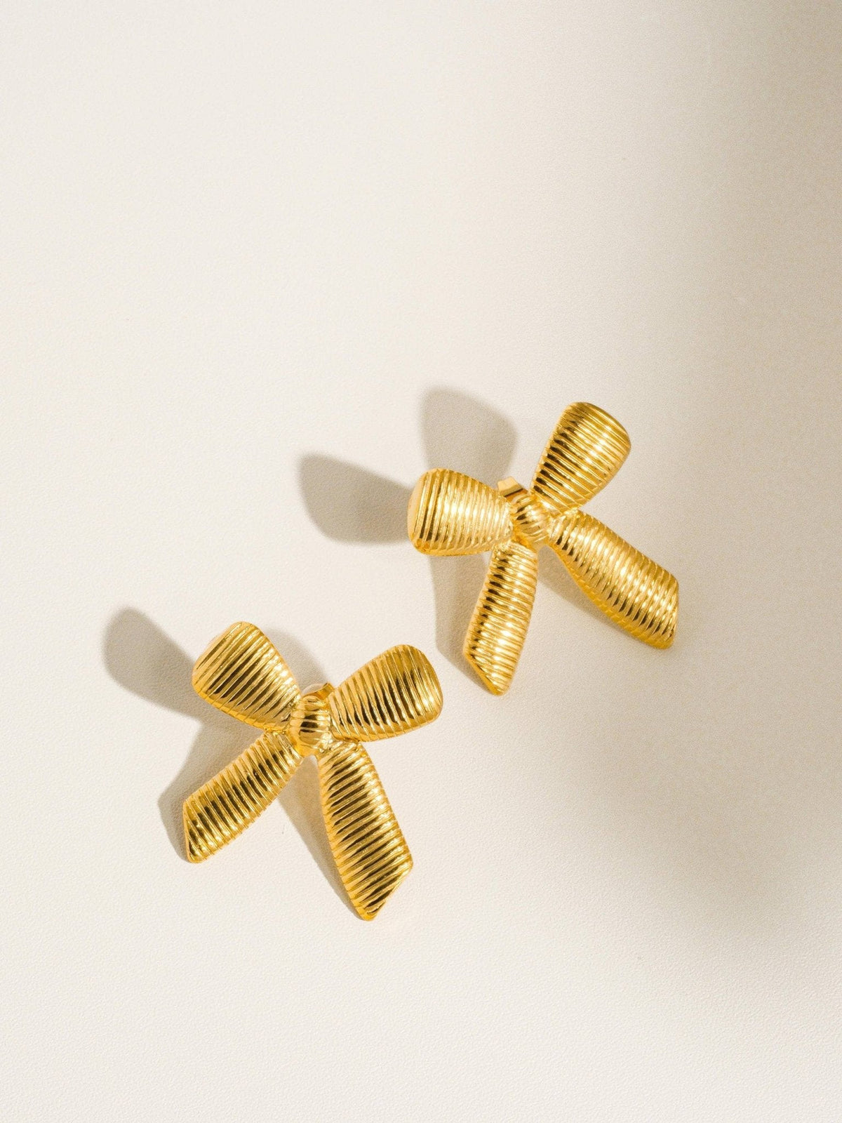 Lillian 18K Gold Non-Tarnish Bow Stud & Ring: Yellow Gold / Stud - The Mustard Seed Collection, The Seed