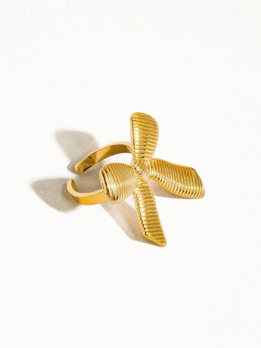 Lillian 18K Gold Non-Tarnish Bow Stud & Ring: Yellow Gold / Ring