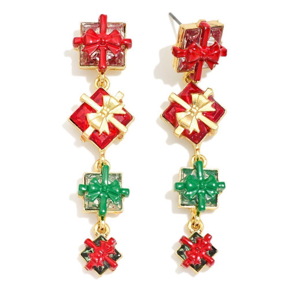 Linked Christmas Present Drop Earrings - The Mustard Seed Collection, The Seed