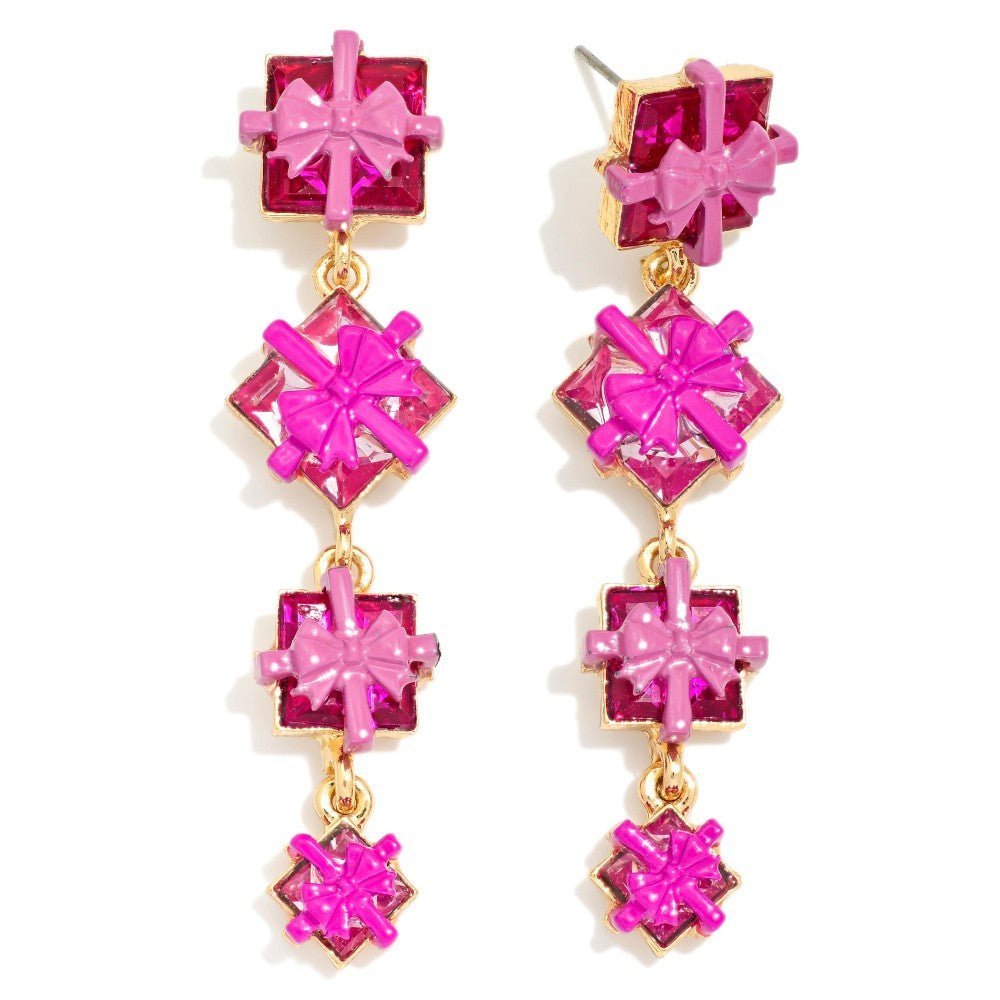Linked Christmas Present Drop Earrings - The Mustard Seed Collection, The Seed