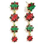 Linked Christmas Present Drop Earrings - The Mustard Seed Collection, The Seed