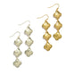 Linked Hammered Metal Clover Drop Earrings 