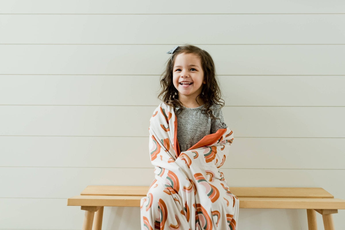 Little Rainbow Child Size Swaddle Blanket, Sensory Friendly - The Mustard Seed Collection, The Seed