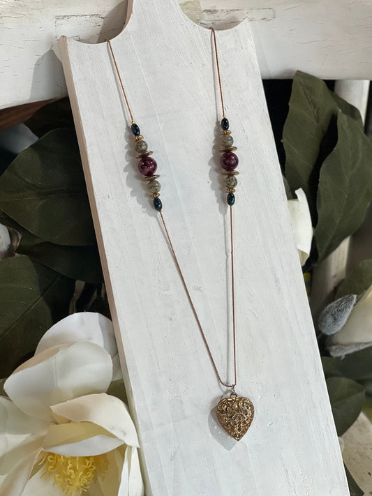 Long, Bohemian-Style Lariat Heart Necklace