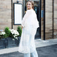 Long Lace Embroidered Kimono With Front Tie - White - The Mustard Seed Collection, The Seed