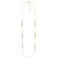 Long Metal Chain Link Necklace Featuring Laser Cut Flower Bar Charms - The Mustard Seed Collection, The Seed