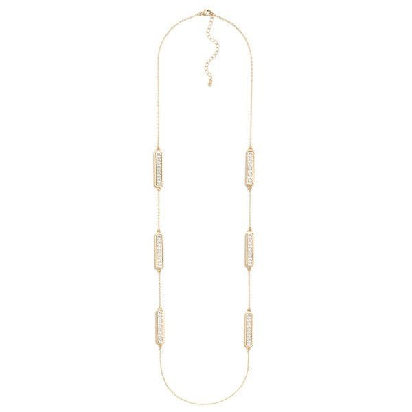 Long Metal Chain Link Necklace Featuring Laser Cut Flower Bar Charms - The Mustard Seed Collection, The Seed