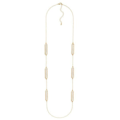 Long Metal Chain Link Necklace Featuring Laser Cut Flower Bar Charms - The Mustard Seed Collection, The Seed