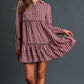 Long Sleeve Ruffle Plaid Dress