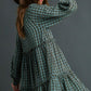 Long Sleeve Ruffle Plaid Dress