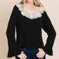 Long Sleeve Top with Lace Patch: Black - The Mustard Seed Collection, The Seed