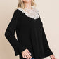 Long Sleeve Top with Lace Patch: Black - The Mustard Seed Collection, The Seed