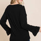 Long Sleeve Top with Lace Patch: Black - The Mustard Seed Collection, The Seed