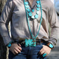Long Turquoise Beaded Necklace w/ Copper Cross - The Mustard Seed Collection, The Seed