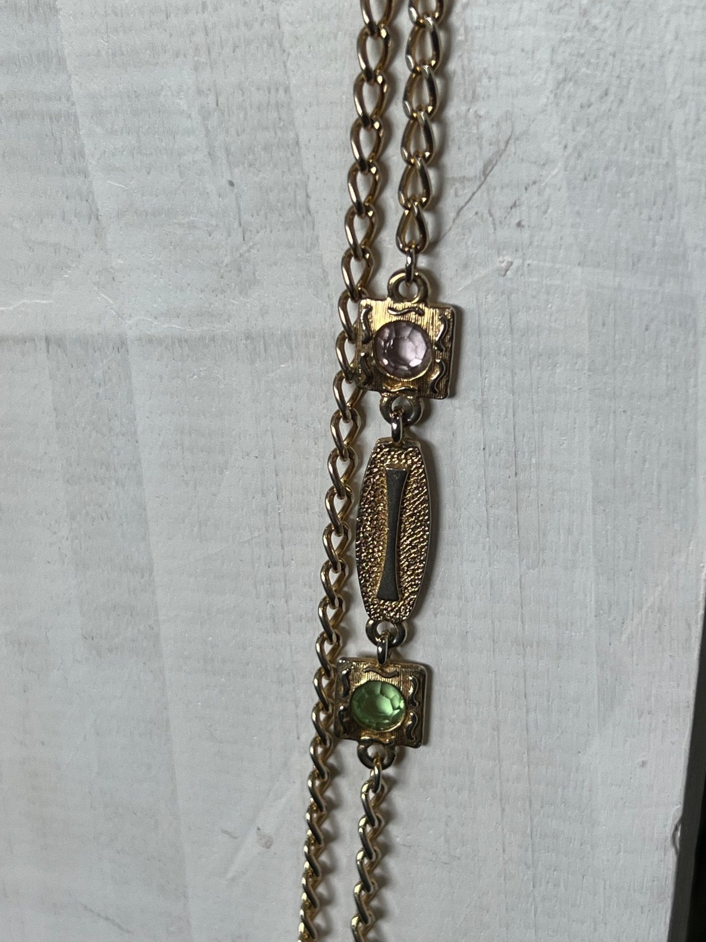Long Vintage Necklace with Pastel Stones