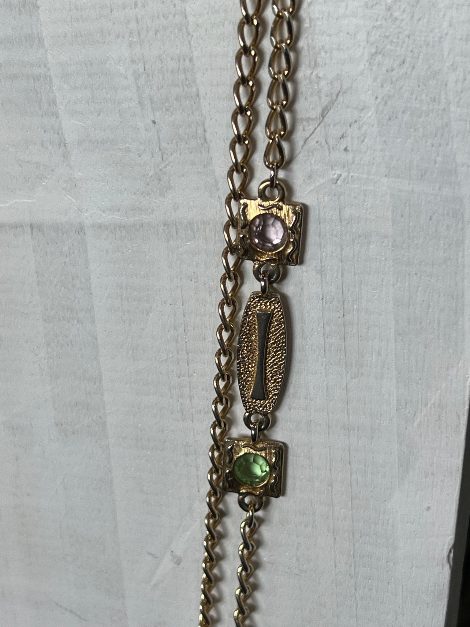 Long Vintage Necklace with Pastel Stones
