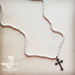 Long White Turquoise Beaded Necklace w/ Copper Cross Pendant - The Mustard Seed Collection, The Seed