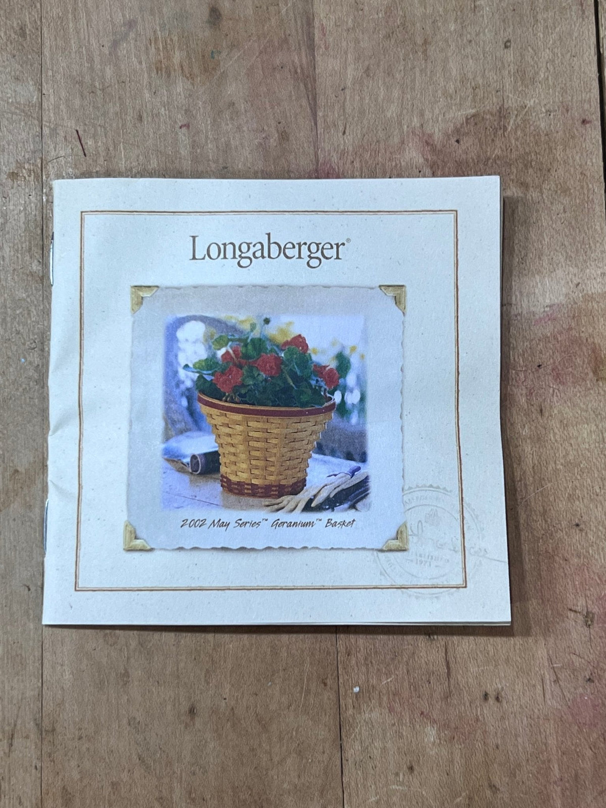 Longaberger 2002 May Series Geranium Basket with a Fabric & Plastic Liner 