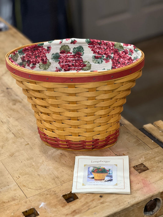 Longaberger 2002 May Series Geranium Basket with a Fabric & Plastic Liner - The Mustard Seed Collection, The Seed