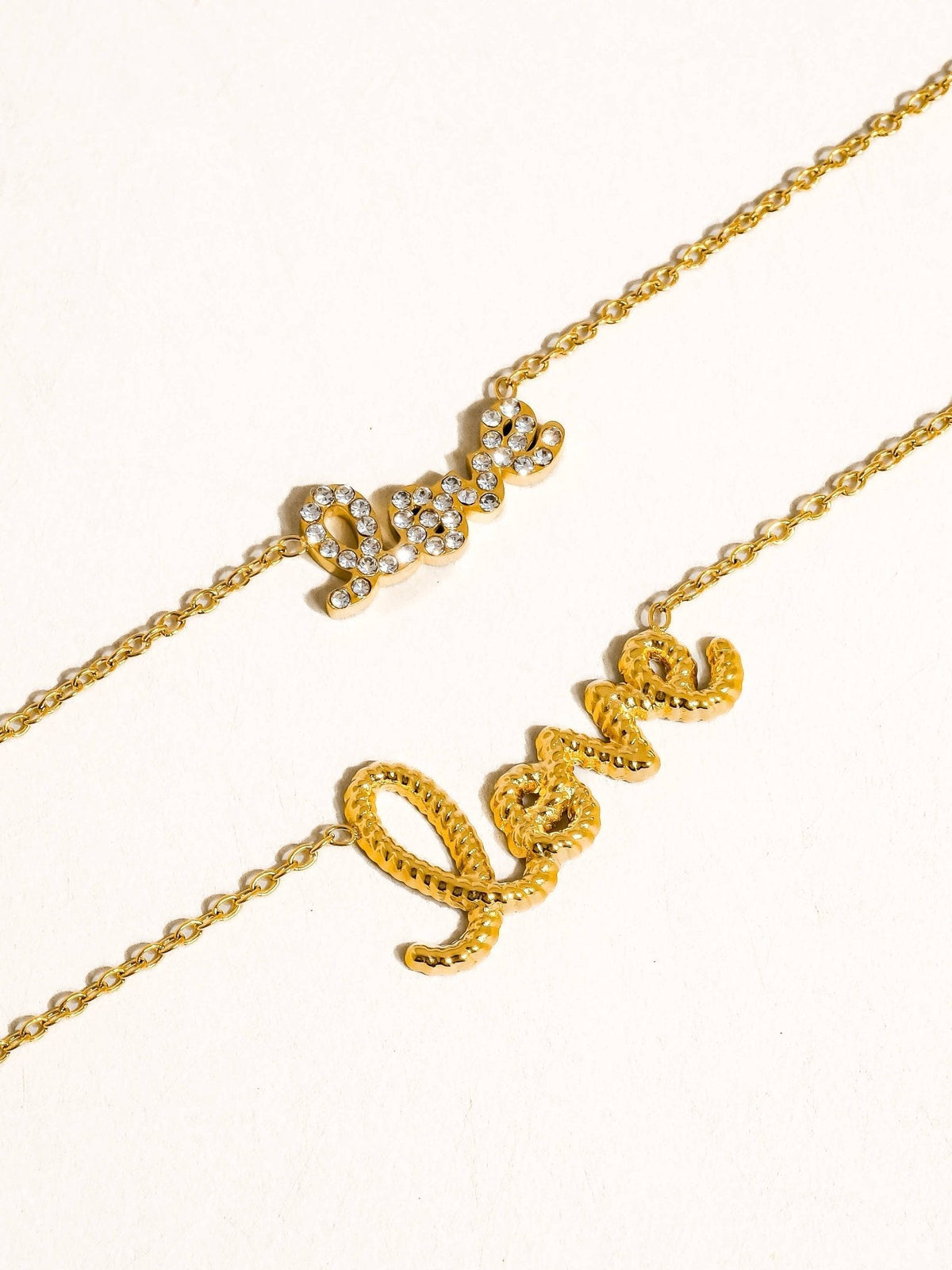 LOVE 18K Gold Non-Tarnish Love Letter Necklace: Amour-Gold - The Mustard Seed Collection, The Seed