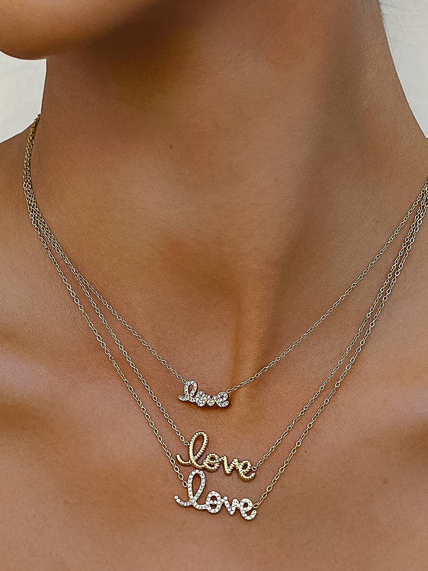 LOVE 18K Gold Non-Tarnish Love Letter Necklace: Amour-Gold - The Mustard Seed Collection, The Seed