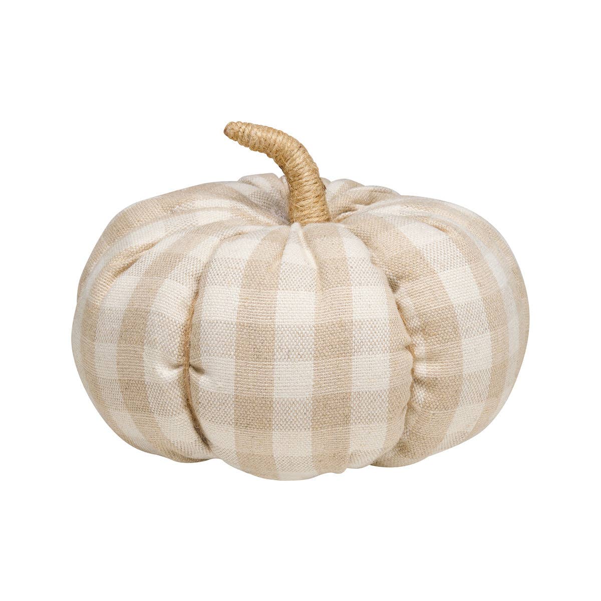 Lrg. Tan Check Fall Fabric Pumpkin - The Mustard Seed Collection, The Seed