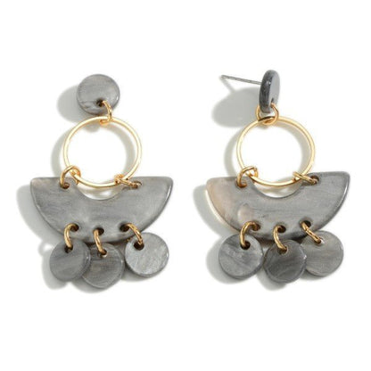 Marbled Acrylic Drop Earrings With Gold Accents - The Mustard Seed Collection, The Seed