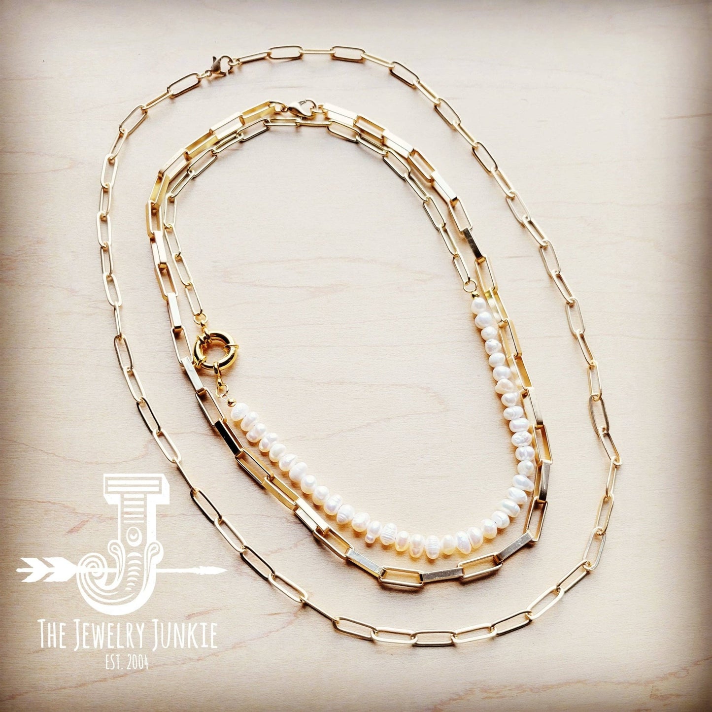 Matte Gold Large Chain Link Layering Necklace Gold