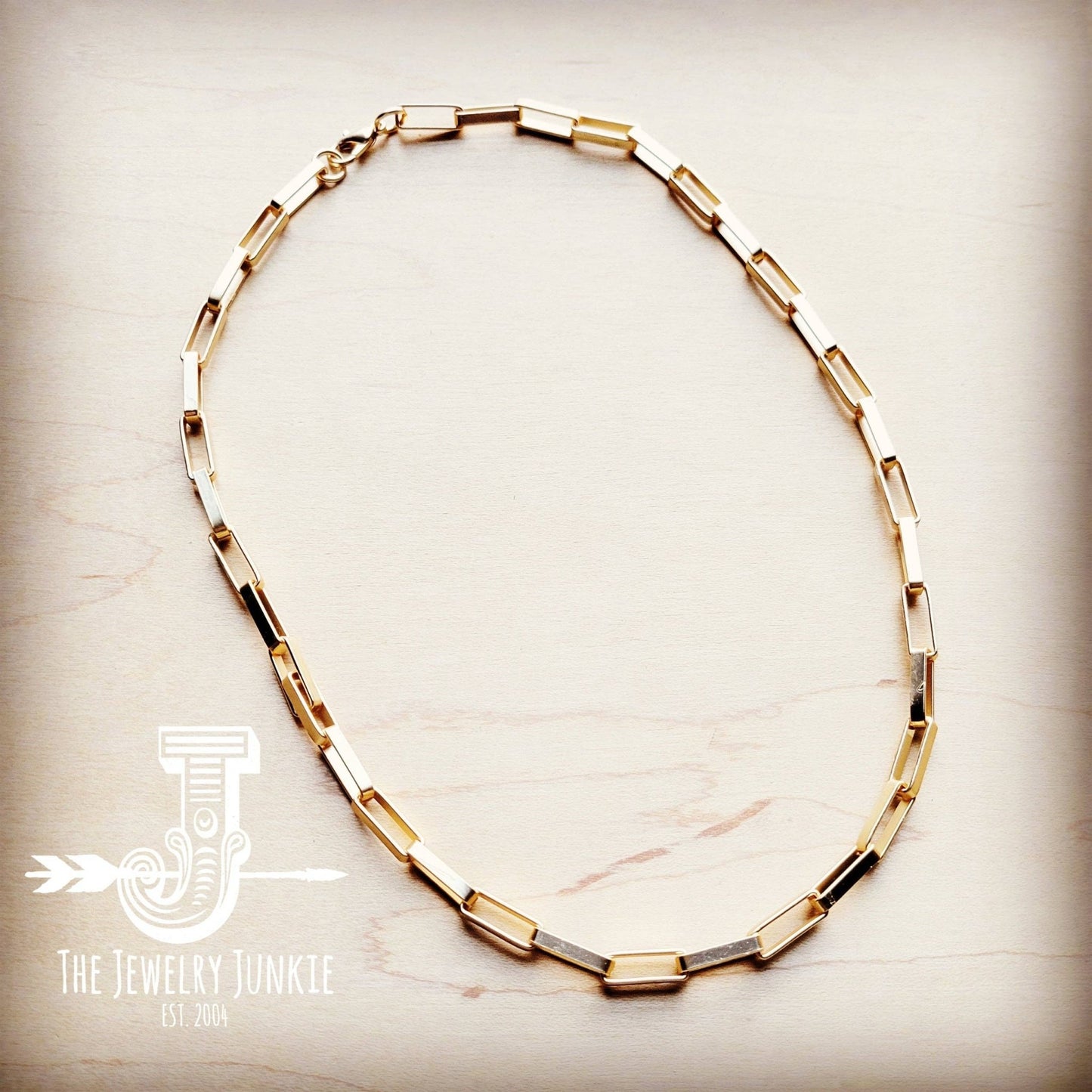 Matte Gold Large Chain Link Layering Necklace Gold