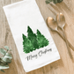 Merry Christmas Pine Trees - Cotton Tea Towel - The Mustard Seed Collection, The Seed
